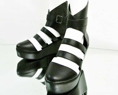 Depression SS2012 faux leather gladiator shoes black and white